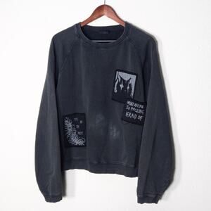 Minga London Sweatshirt Grunge Emo Alt Streetwear Patchwork Detail Black Size XL